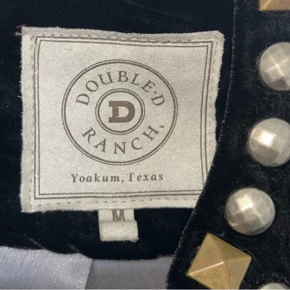 Double D Ranch Velvet Embellished Black Studded Gem Western Jacket. - Picture 11 of 12